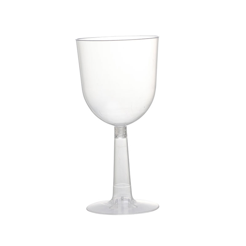 Características do copo de vinho de plástico colorido transparente com 2 seções